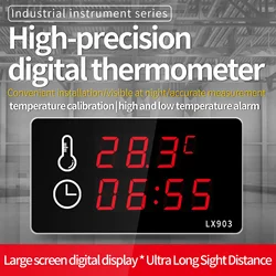 Duży wyświetlacz ledowy zegar przemysłowy miernik temperatury z wbudowanym czujnikiem temperatury LX903 do basenu sauna łazienka