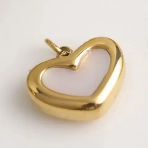 1pcs Titanium Steel Gold-plated Love-shaped Fritillary White Shell Charms For Jewelry Making DIY Bracelet Accessories Findings