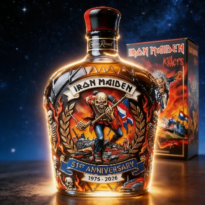 Iron Maiden 51. Jubiläums-Whisky-Dekanter Sammlerstück Glasflasche für Spirituosen Barausstattung – Detail 5