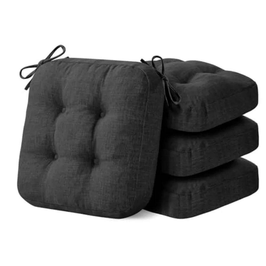 

Chair Cushions Foam Dining Chair Cushions Tufted Indoor Chair Pads 16.5 x 16.5 x 3.5 Set of 4 Black