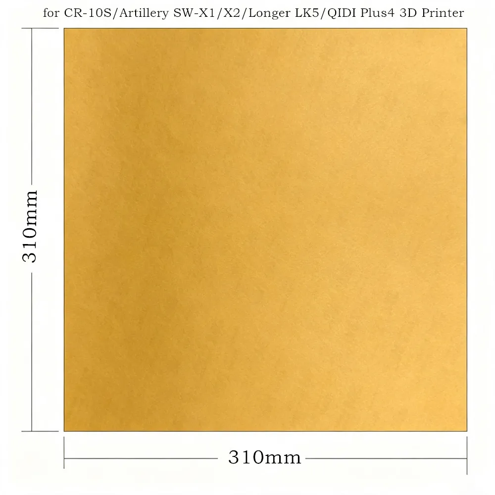 PEI Sheet 3D Printer Build Surface 0.3mm Polyetherimide PEI Film 310x310mm for QIDI Plus4/CR-10S/SW-X1/X2/Longer LK5 3D Printer