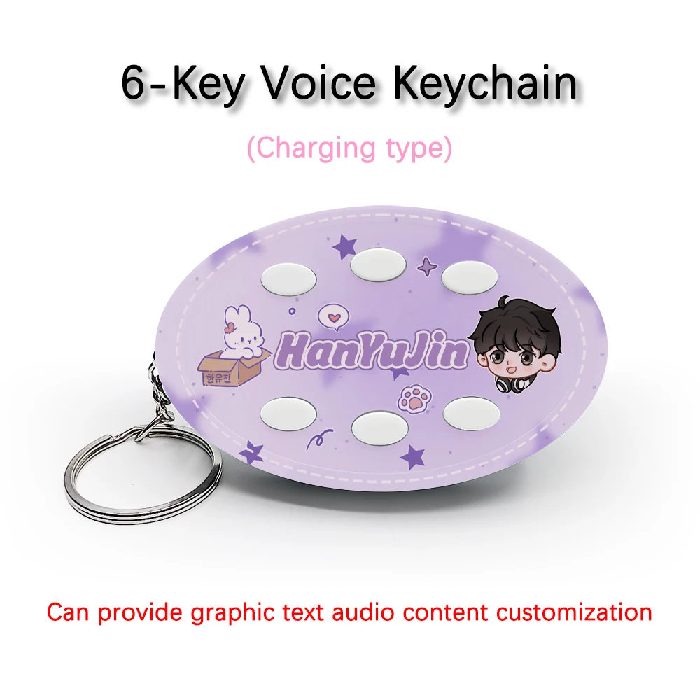 6-Key Voice Keychain For ZEROBASEONE Idol HAN YU JIN Voice / Picture Customization With Charging Cable Creative Pendant Gift