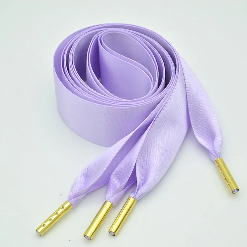 1 Pair 3.2CM Widen Satin Silk Ribbon Flat Shoelaces Sneaker Sport Board Canvas Shoes Lace