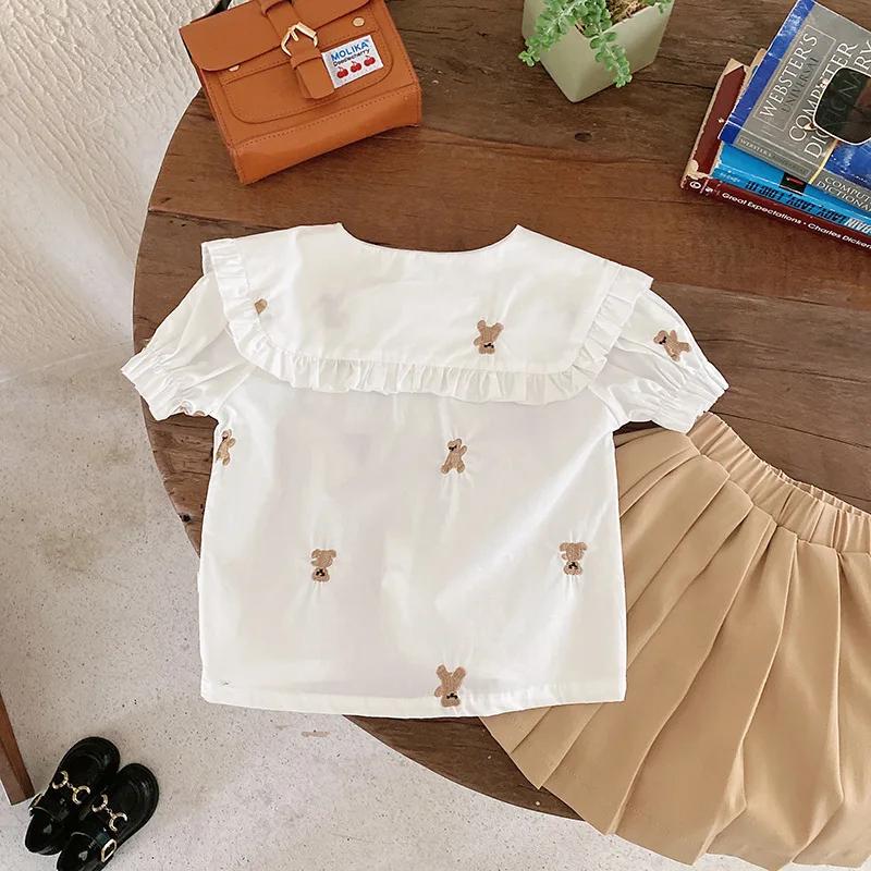 Bear Leader Baby Clothes Sets Brother and Sister Matching Outfits Summer Korean Boys Shirt+Shorts Suit Girls Blouse+Skirts Set