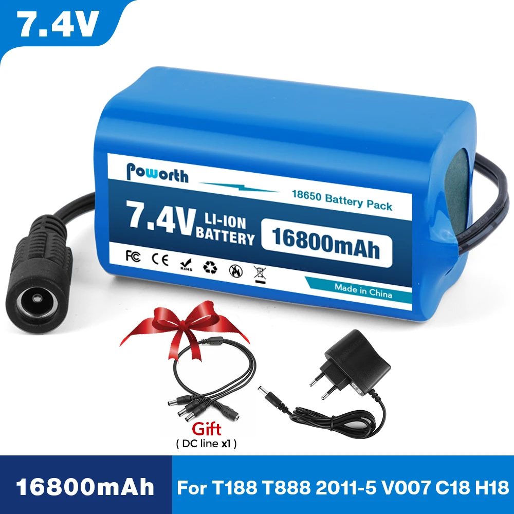 1-3 stücke 7,4 v 16800 mAh Batterie für T188 2011-5 T888 V007 H18 C18 Fernbedienung RC angeln Köder Boot Ersatzteile mit ladegerät