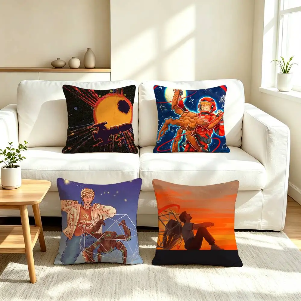 P-Project Hail Mary Sci-Fi Novel Chibi  Square Double-Sided printed Pillow Case Bedroom Bedside Pillow Sofa Cushion Cover