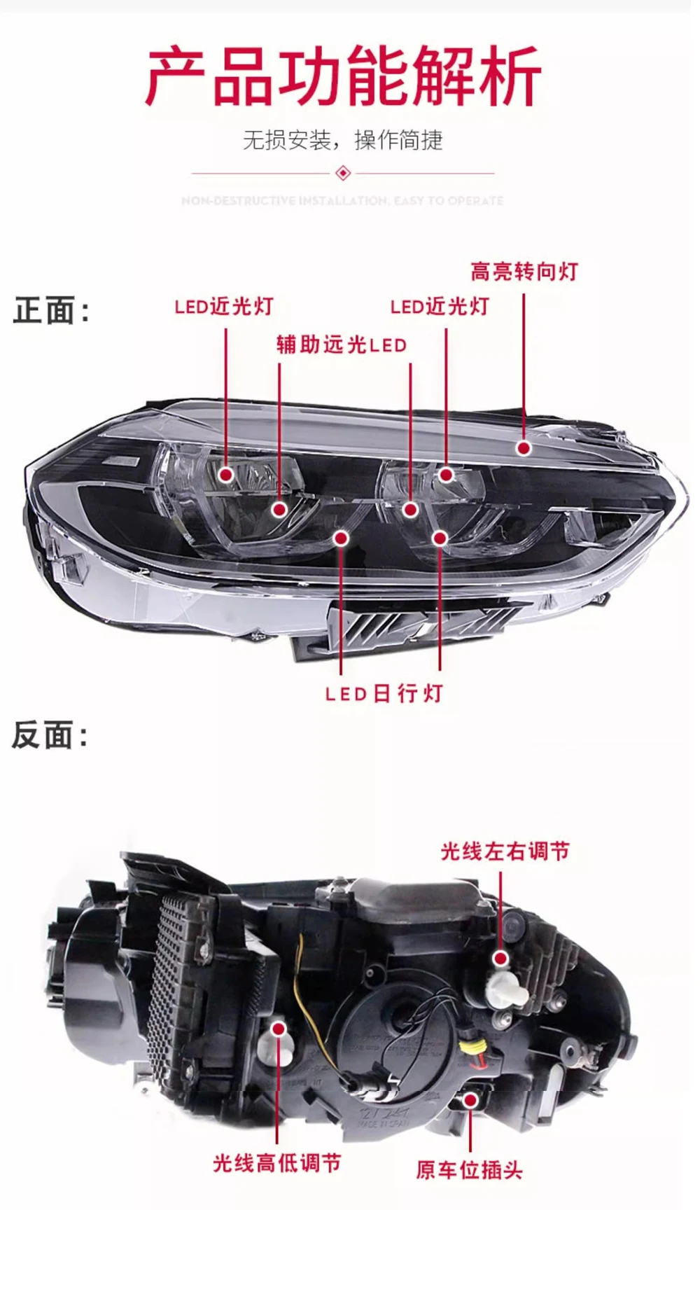 Car LED Headlight Light For BMW 1 Series F52 2015 2016 2017 2018 2020 Fog DRL Brake Turn Signal Lamp Plug and Play Assemblies