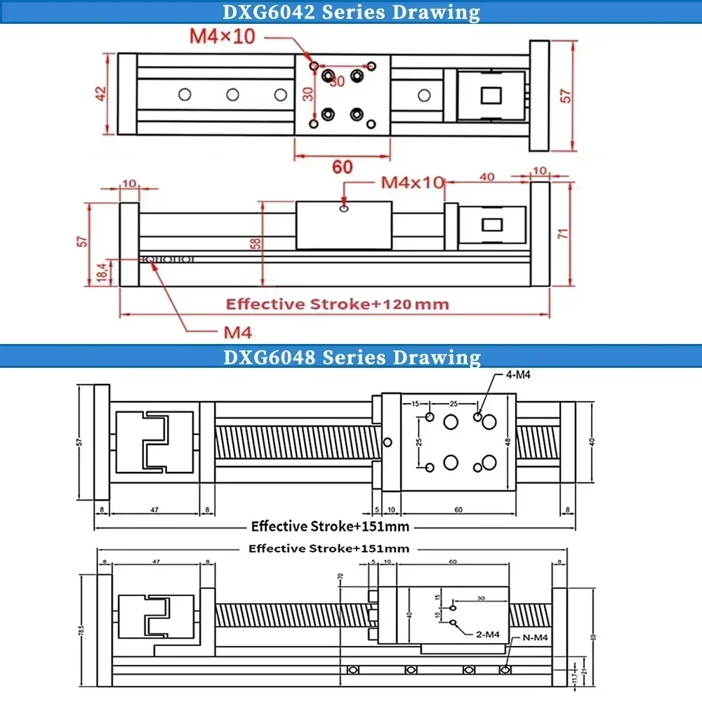 Elsőfokú Idegenvezető Karfa egységes Karfa Csúszós Asztal 100-1000mm Csapás ballscrew SFU1204/1605/1610 CNC XYZ tengely Aláfest nema23 lépés motoros