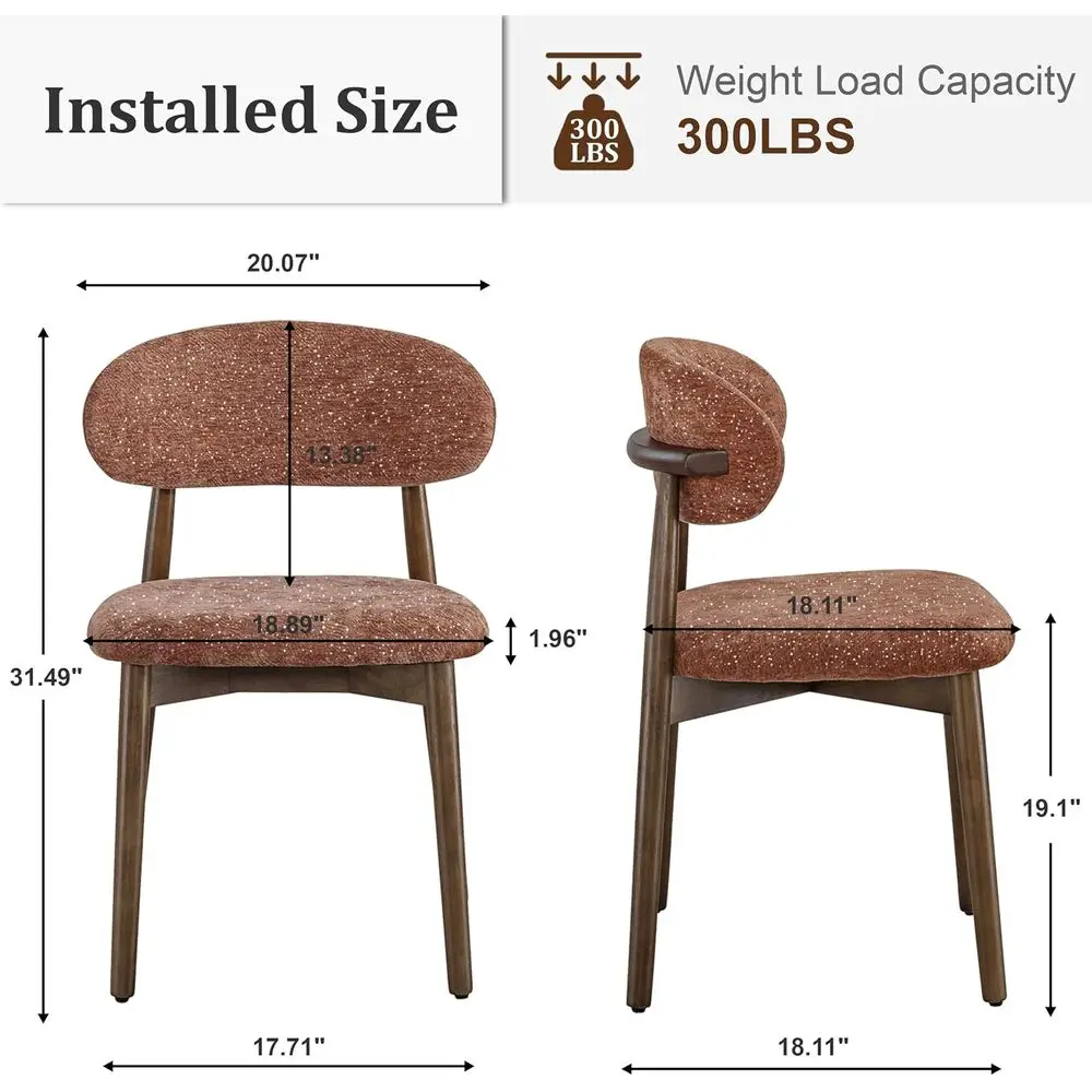 Dining Chairs Set o 2 Century ern Chenille abric Upholstered Kitchen Chairs Wooden Dining Room Chair with Walnut Legs or Kitchen