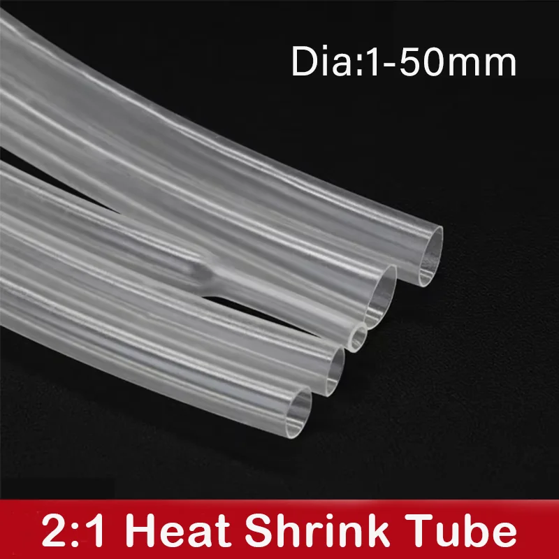 

1 Meter Clear Dia 1 2 3 4 5 6 7 8 9 10 12 14 16 20 25 30 40 50 mm Heat Shrink Tube 2:1 Polyolefin Thermal Cable Sleeve Insulated