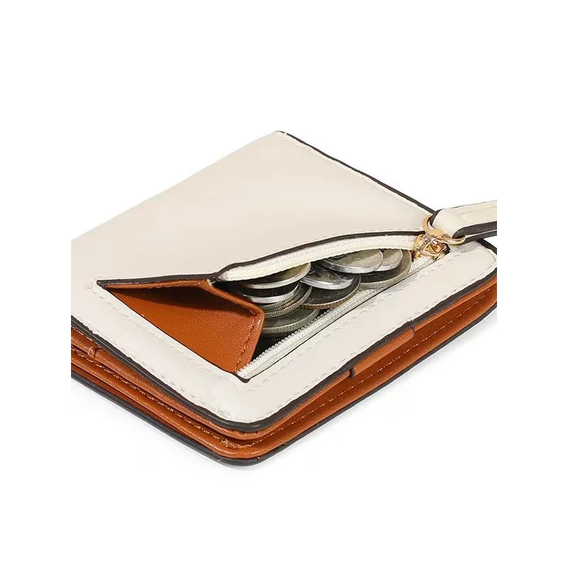 

Тонкий женский кошелек с защитой от RFID, из искусственной кожи, мини-кошелек с окошком для ID и карманом на молнии для монет.