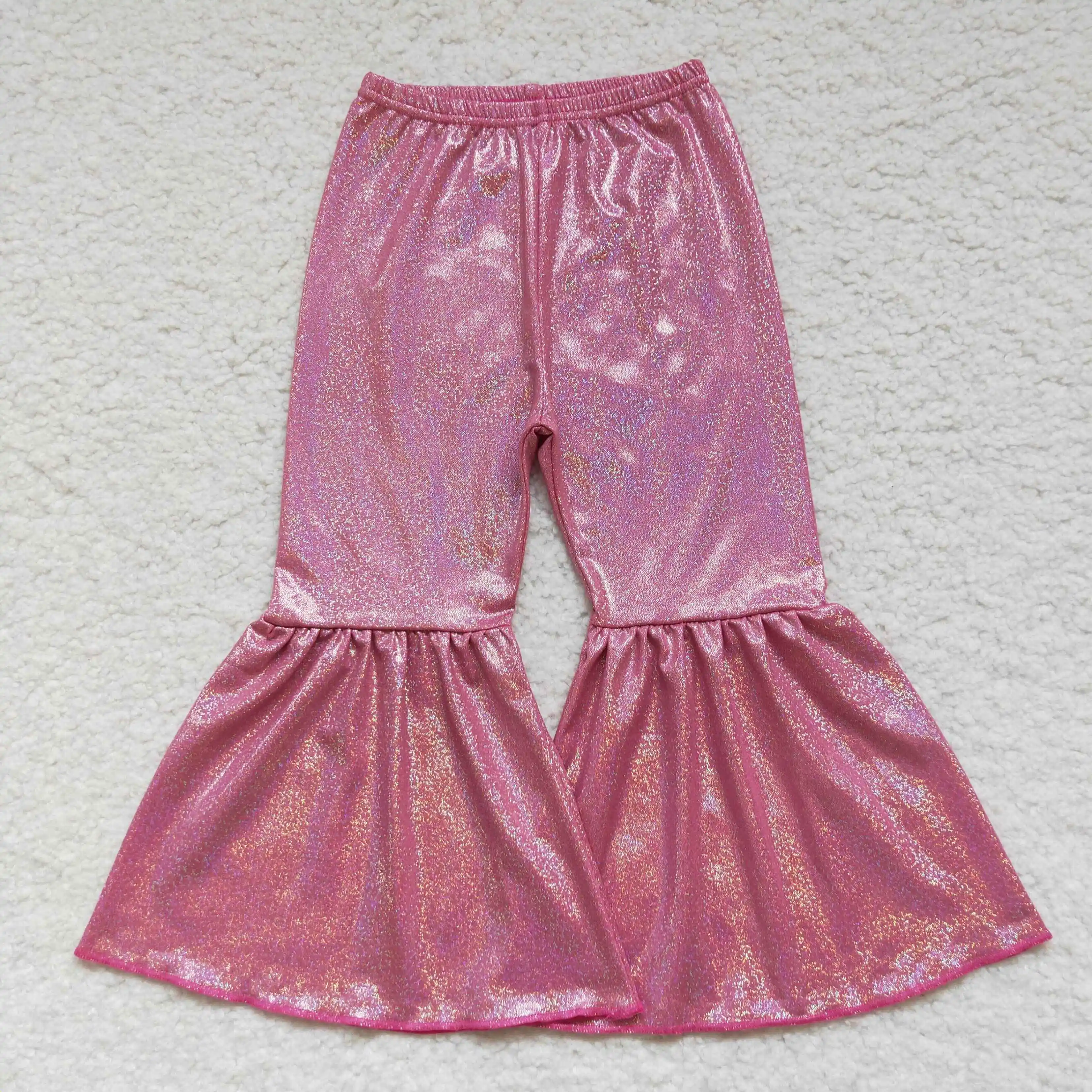 

P0180 Fashion Kids Girl Pink Milk Silk Bell Bottom Pants Children Boutique Clothes