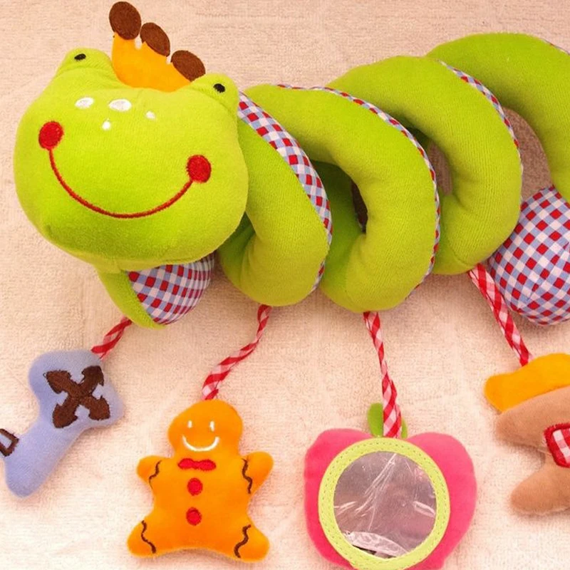 Baby Cot Hanging Toys, Accessories Cute Cartoon Frog Prince Colorful BB Sound With Teether, Haha Mirror Soothing Soft Plush Toys