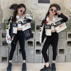 Children Clothes Spring Detachable Motorcycle Racing Jacket with Skirt Separation Set Kids Girls Vintage Motor Fall Coat Korean