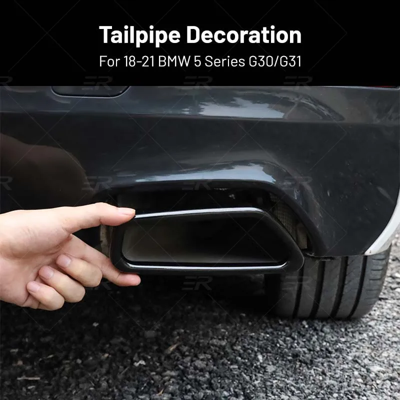 Car Exhaust Pipe Cover Stainless Steel Black Decorate For BMW 5 Series G30 G31 2019-2021