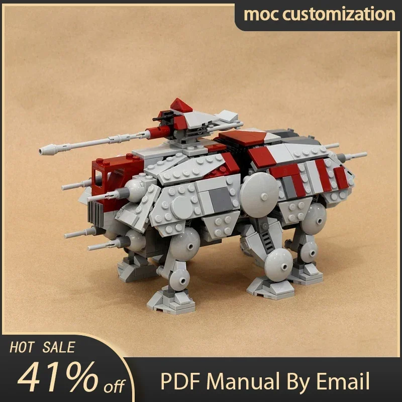 

556 шт. Moc Star Battle моторизованная прогулочная модель миди в масштабе AT-TE, строительные блоки, кирпичи, креативная сборка, развивающая игрушка в подарок