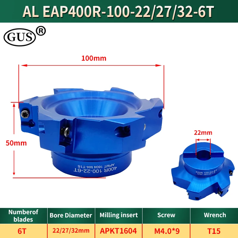 EAP BAP 400R 90 Degree 40 50 63 80 100 125 160 Aluminum Face Milling Cutter Head for APKT1604 Milling inserts lathe accessories