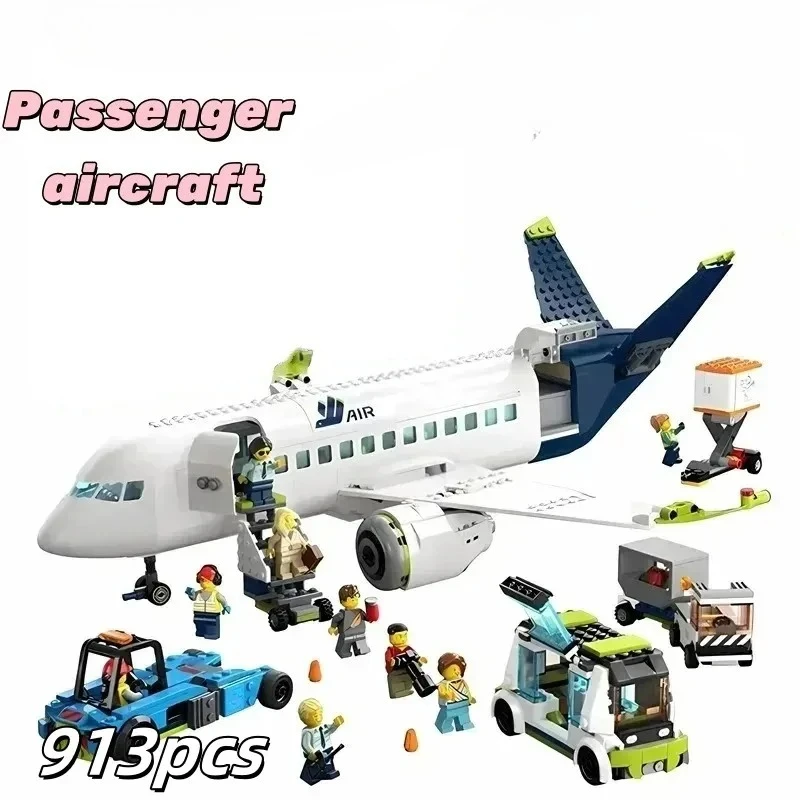 

Совместимый конструктор 60367 «Пассажирский самолет» для детей, 913 деталей, с открывающимся и закрывающимся салоном, идеально подходит для детских праздников