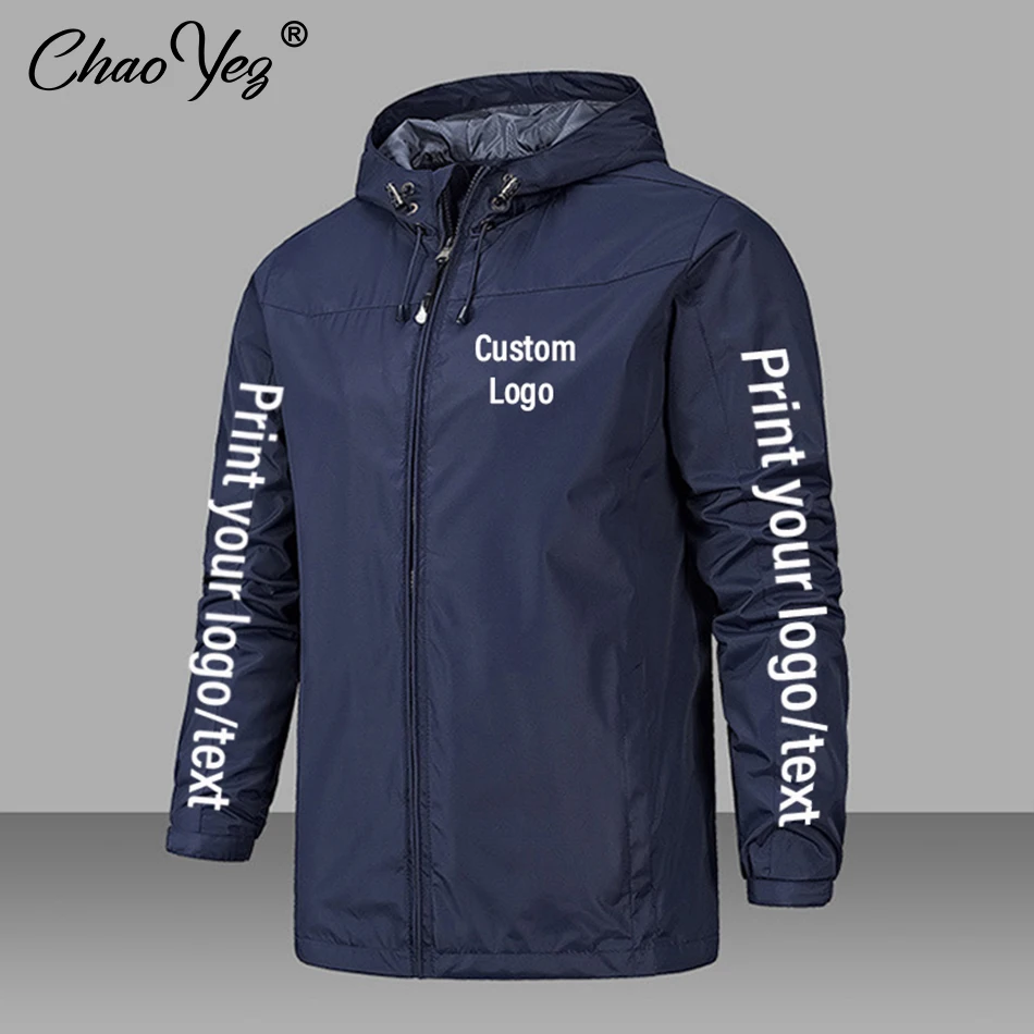 Autumn Custom Logo Men Jacket Print Brand Zipper Coat Windproof Waterproof Jacket Unisex Outdoor Jackets Sportswear 2024