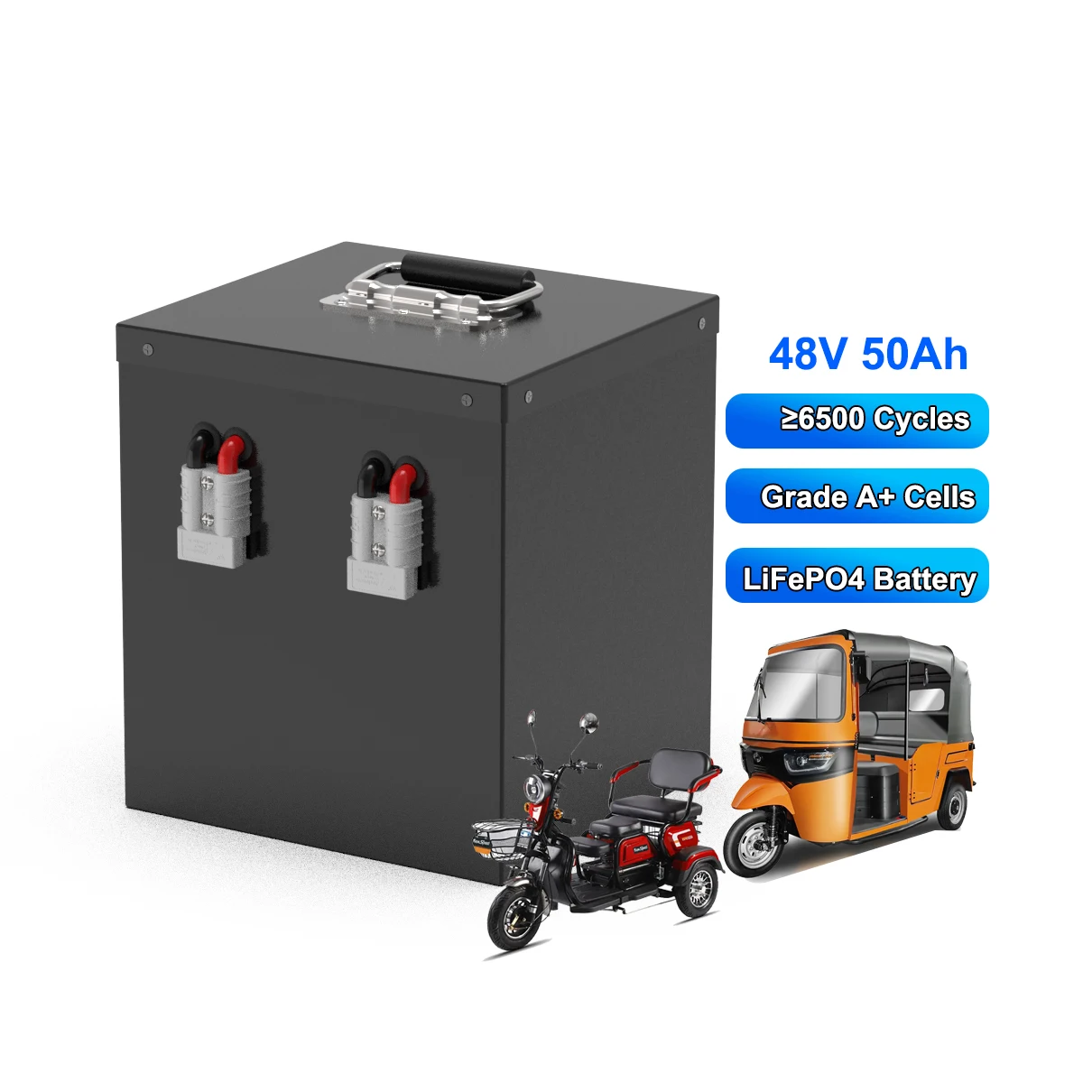 Cube Shape Tricycle Pedicab Battery Lithium 16S1P 48V 51.2V 50Ah Lifepo4 Battery