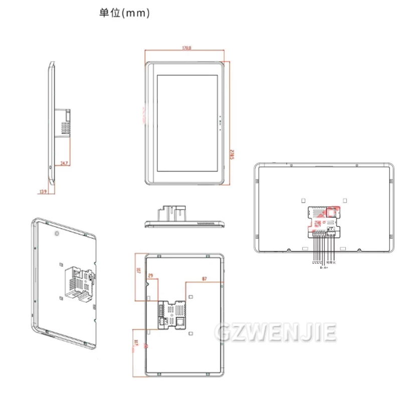 10 Inches 86 Touch Screen Home Theater Systems Background Music Controller WIFI USB TF Card Bluetooth Wall Amplifier