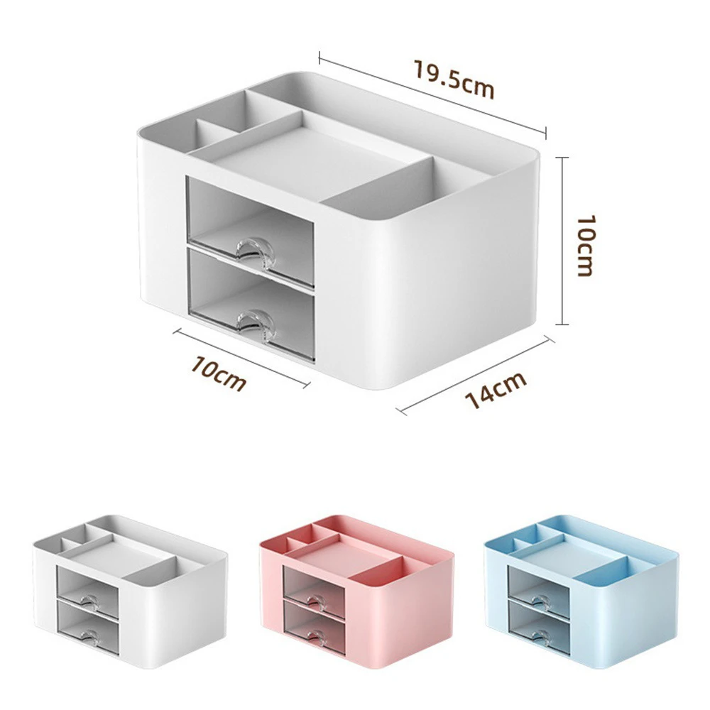 Creative Transparent Drawer Storage Box Desktop Cosmetics Organizer Student Pen Holder School Office Stationery Supplies