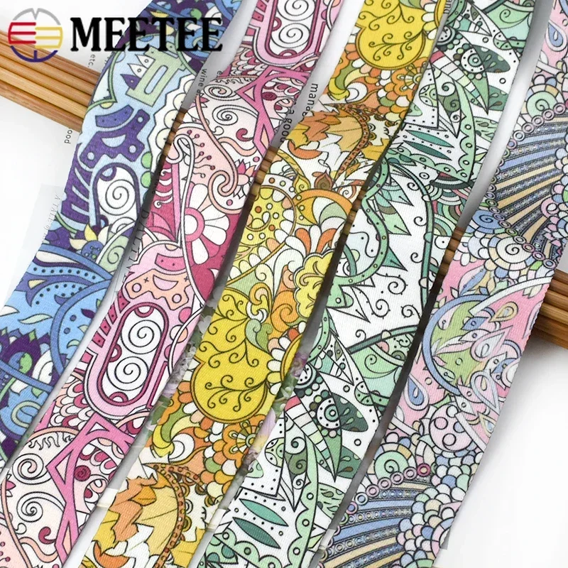 1-5M Meetee 38mm Double Sided Jacquard Nylon fettuccia borsa cinghia nastro stampato nastro di pizzo panno decorazione fascia accessori per cucire