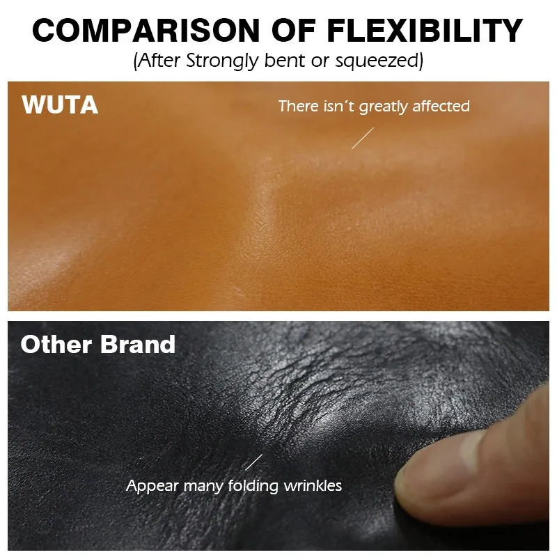 WUTA 30x30cm Top Quality New Waxed Bull Vegetable Tanned Leather DIY Genuine Leather Full Grain Cowhide-12Color Available