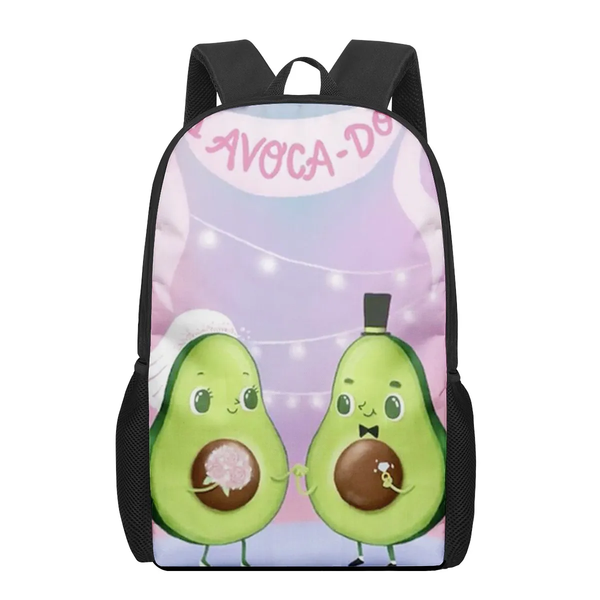 Cartoon Avocado Backpack Cute Fruit Print School Bag Lightweight Bookbag Hiking Daypack for Boy Student Traveling School Camping