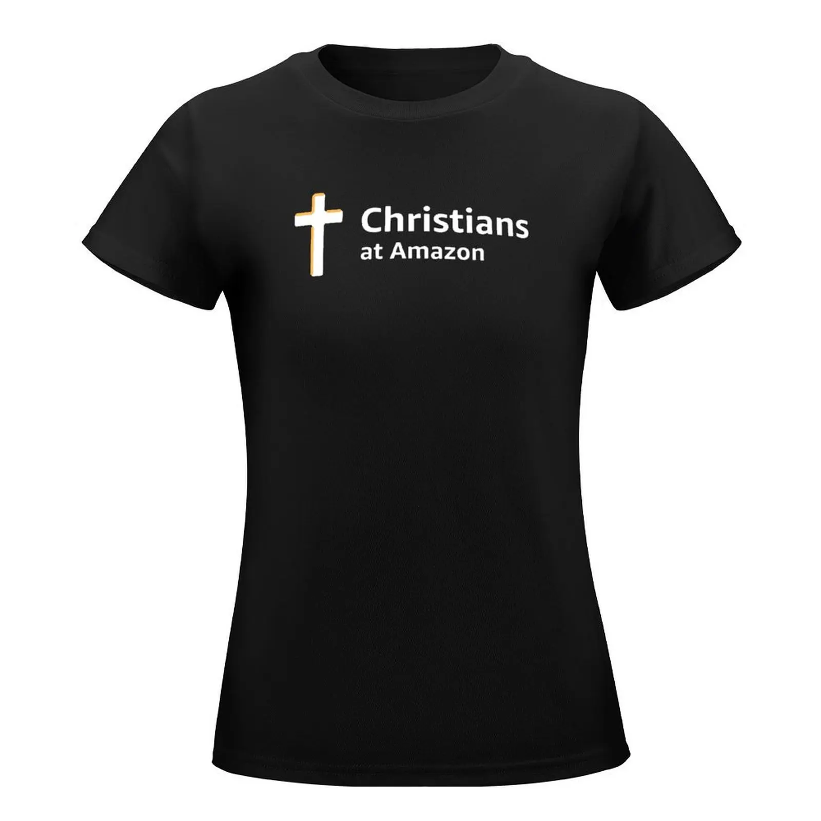 Christians at Amazon - white text T-Shirt graphics Short sleeve tee summer clothes Womens clothing