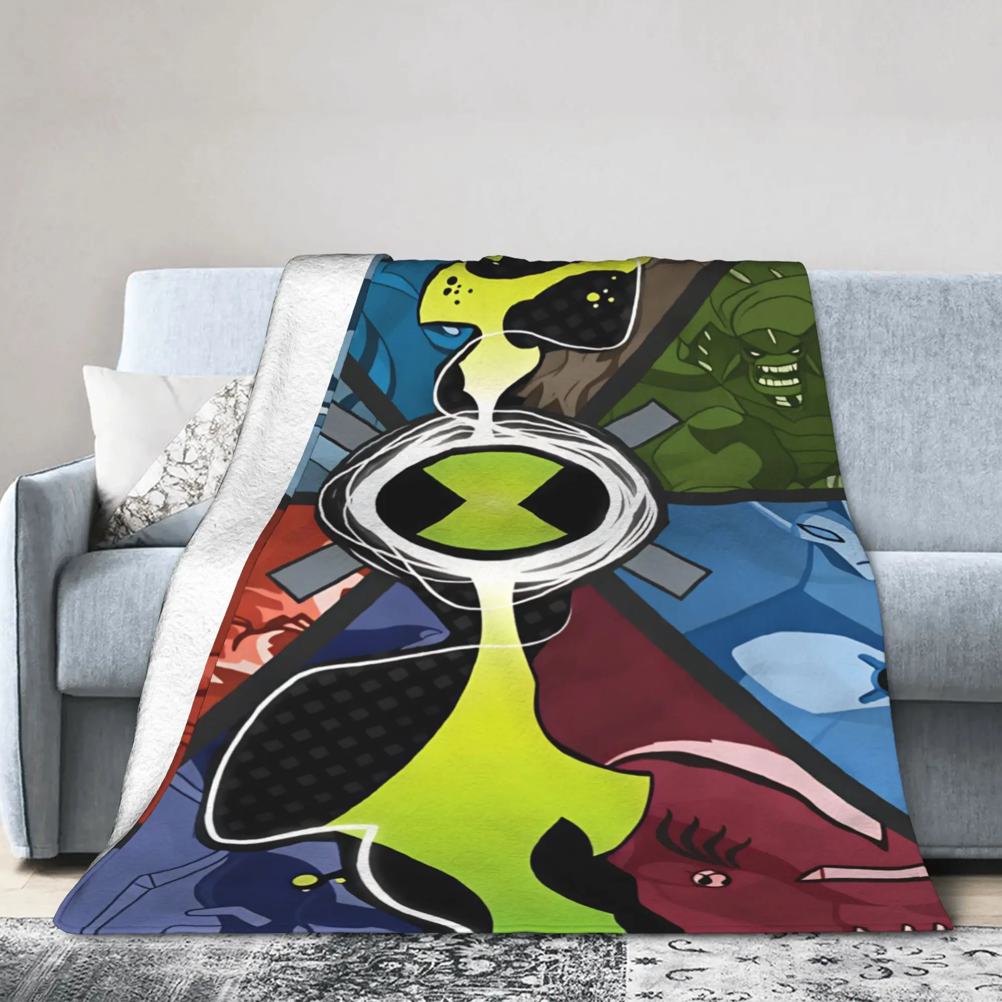 Warm Soft Blanket Travel Ben 10 Cartoon Animation Bedding Throws  Flannel Bedspread For Couch Chair Sofa Bed Sofa Bed Cover