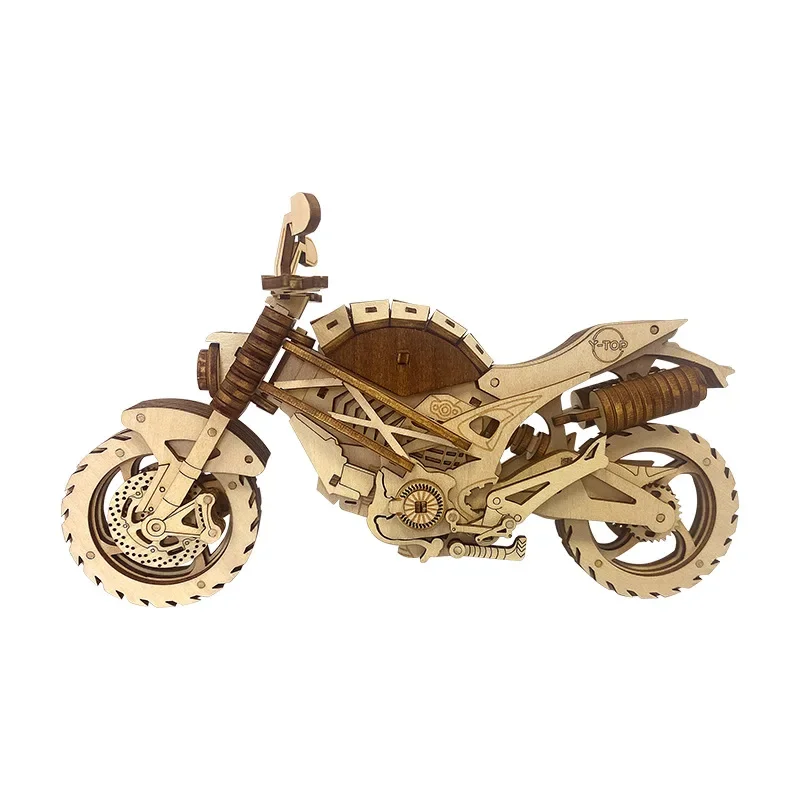 3d quebra-cabeça de madeira fora da estrada modelo de motocicleta artesanal diy montagem brinquedo modelo de mesa kits de construção presente