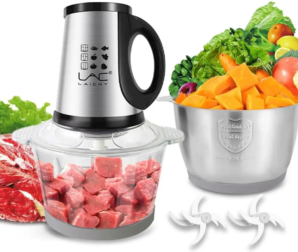 

Food Processor,Small Meat Grinder,300W Powerful Pure Chopper Motor Food Choper,Electric Vegetable Choper with 2 Bowls(8 Cup+8
