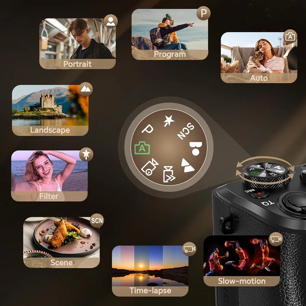 كاميرا رقمية 8K للتصوير الفوتوغرافي ضبط تلقائي للصورة WiFi 88MP كاميرا تسجيل الفيديو مع عدسة مزدوجة 16X تكبير رقمي شاشة تعمل باللمس كاميرا السفر #4