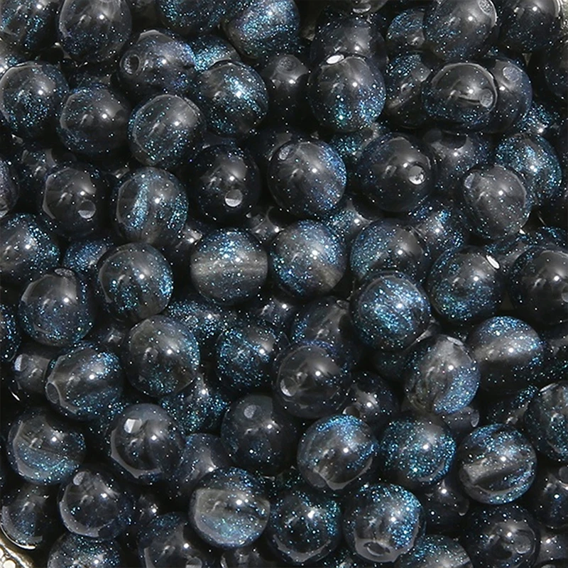 8/10/12mm 50 Stück Harzperlen mit Sternenhimmel-Effekt und Goldsprenkeln, Kreisförmige Zwischenperlen für DIY Armbänder, Halsketten und Handgemachtes Zubehör