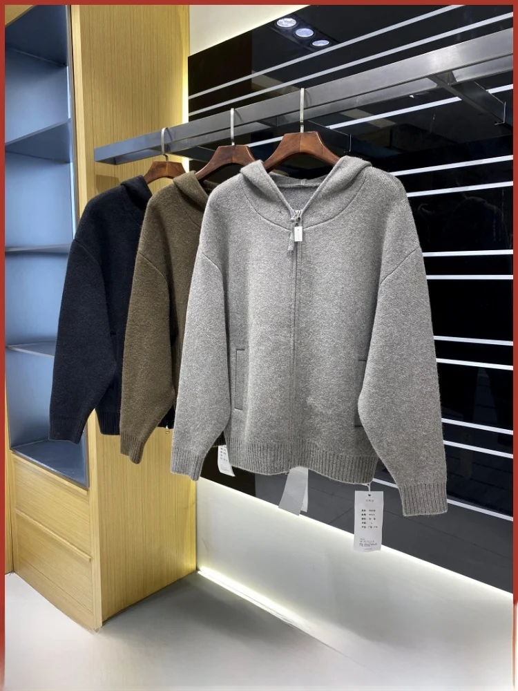 

Ele Old-Money Lazy Sle мужской вязаный кардиган с капюшоном, пальто, осеннее новое модное украшение на молнии, мягкое полиэфирное волокно