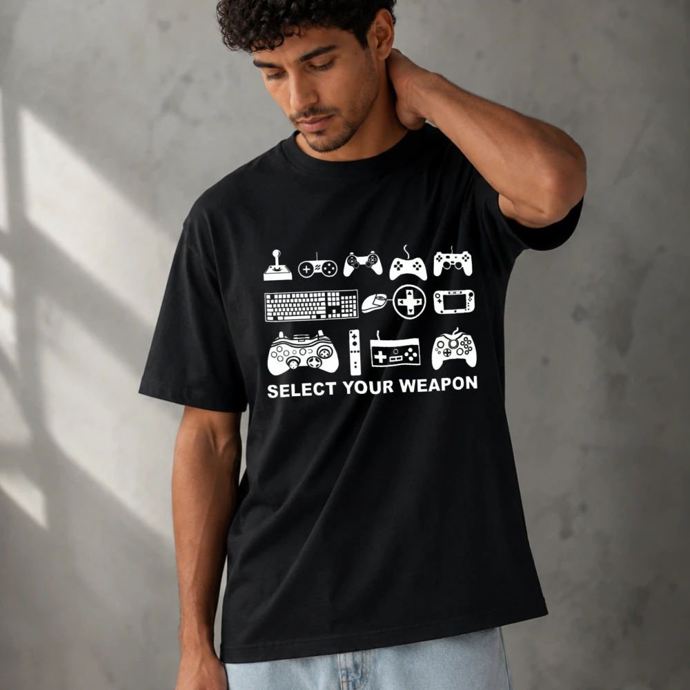 Select Your Retro Game Controllers Graphic Modal Crew Neck T‑Shirt Soft Lightweight Video Gamer Humor Casual Daily Streetwear