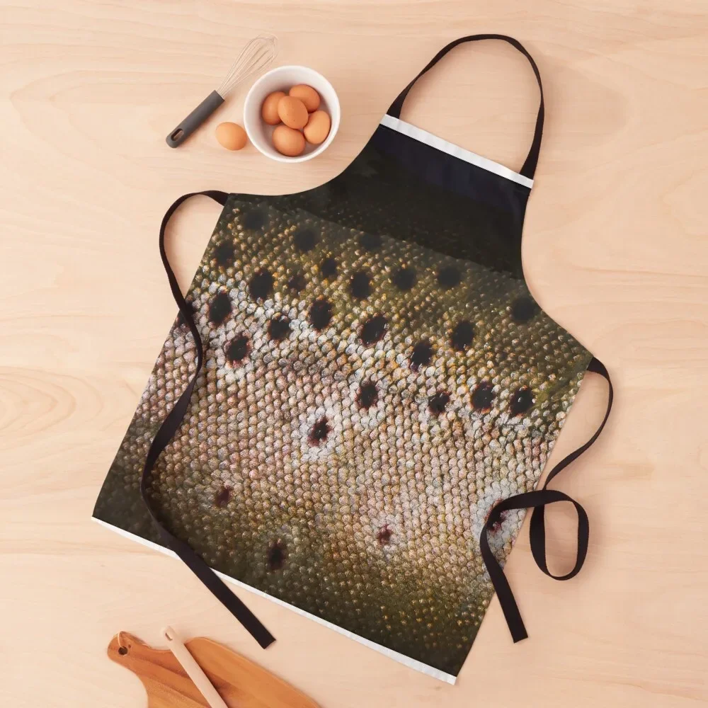 

Brown Trout Skin (scales) Apron esthetician Kitchen Special Accessories beauty master Apron