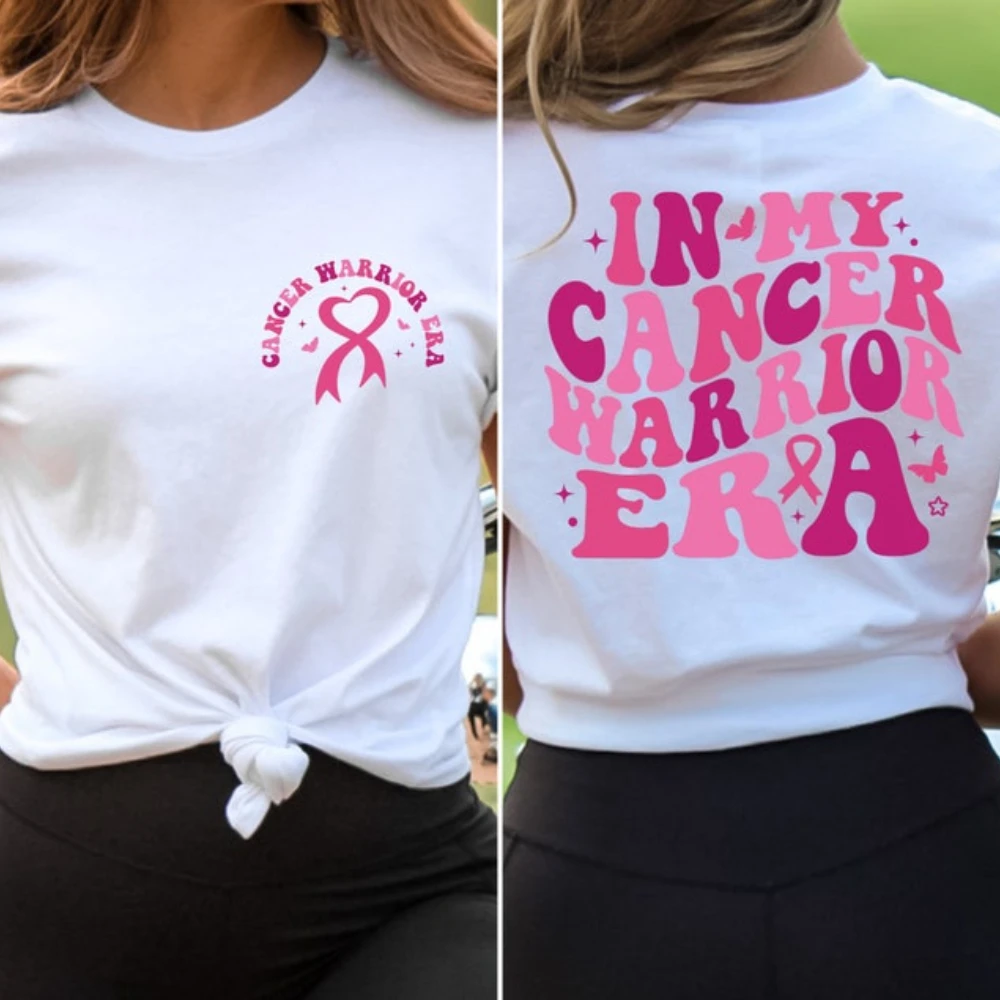 Pink Ribbon in My Cancer Warrior Era High Quality Shirt Cancer Mom Tumor Double-sided Printed Shirt Cancer Support T-shirt Tops