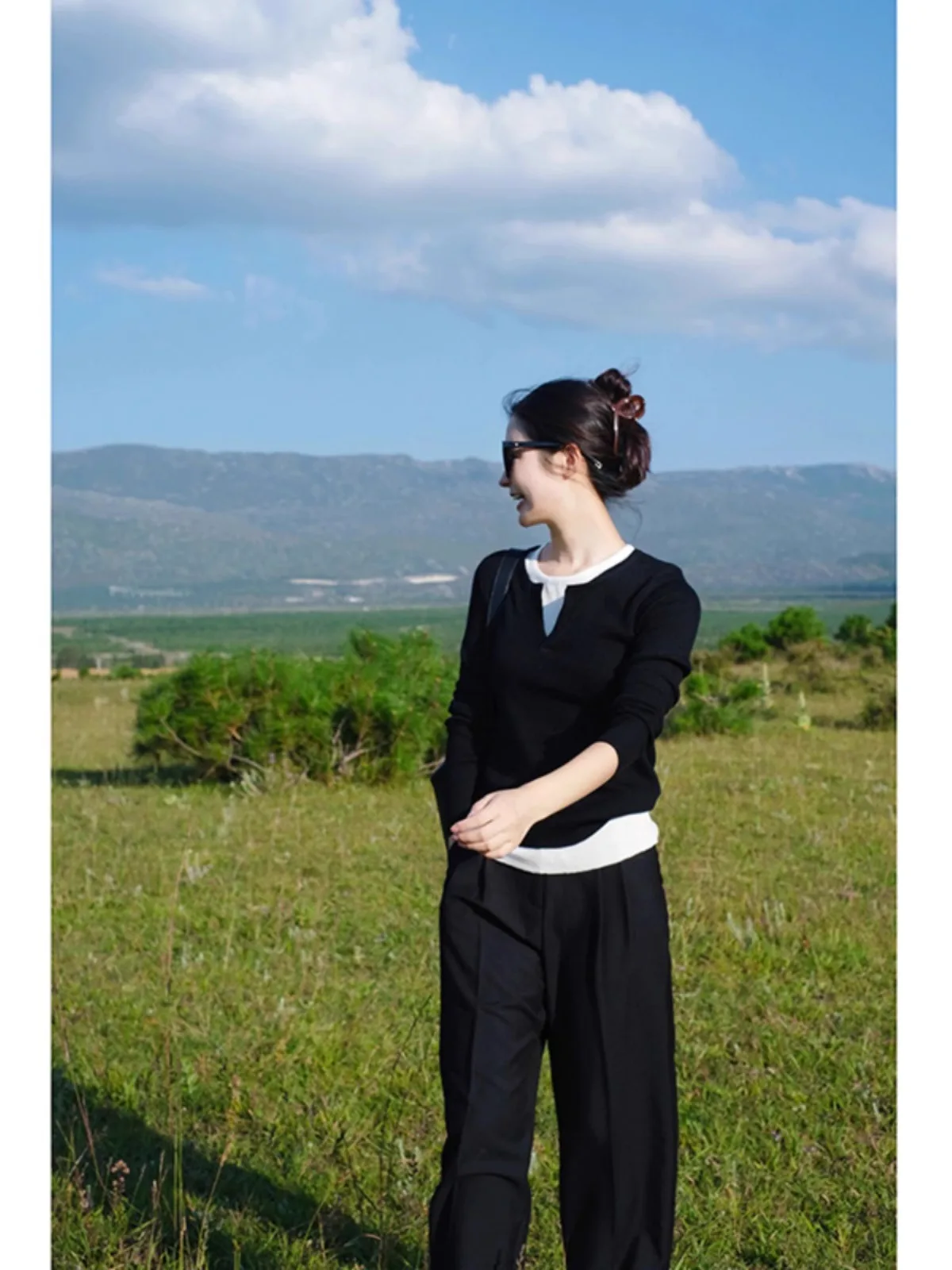 البلوزات لاعبا البلوفرات النسائية الصوف سترة المرأة البلوز نمط الأعمال هامش أومبير في الهواء الطلق الحيوان الطبيعة لطيف الخريف