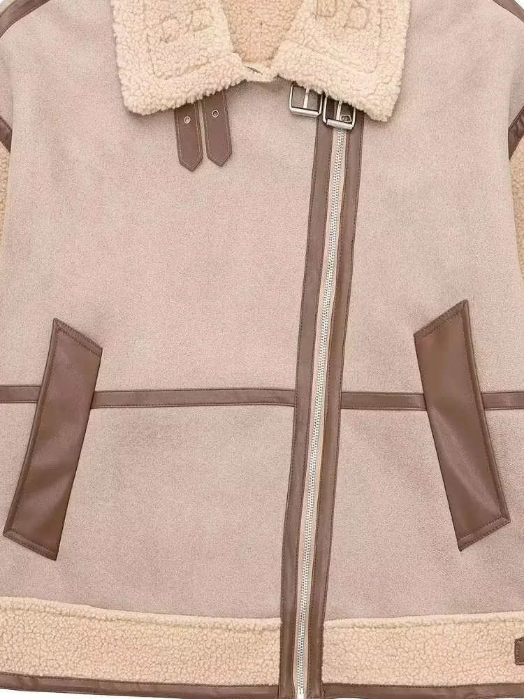 

HH женская зимняя модная куртка с длинными рукавами и лацканами, карманом, украшением на диагональной молнии, женская повседневная куртка в уличном стиле