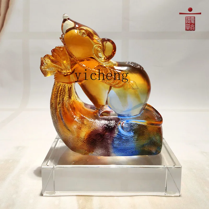 XL المزجج زخرفة صغيرة الماوس زودياك التميمة غرفة المعيشة مدخل الديكور الحرف اليدوية