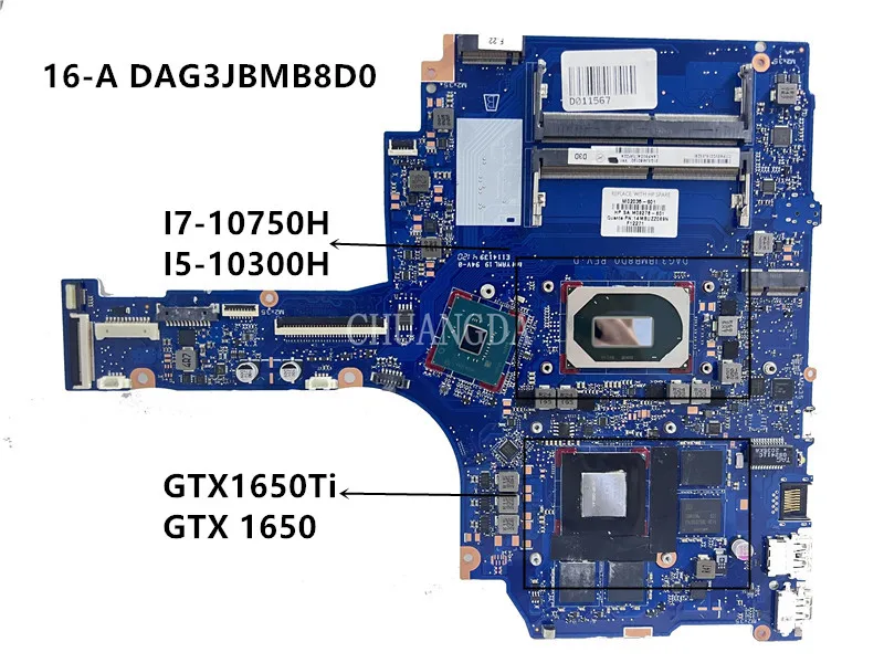 

For HP Gaming 16-A Laptop motherboard DAG3JBMB8D0 M02035-601 M02033-601 I5-10300H I7-10750H CPU GTX16504G GPU 100% Tested