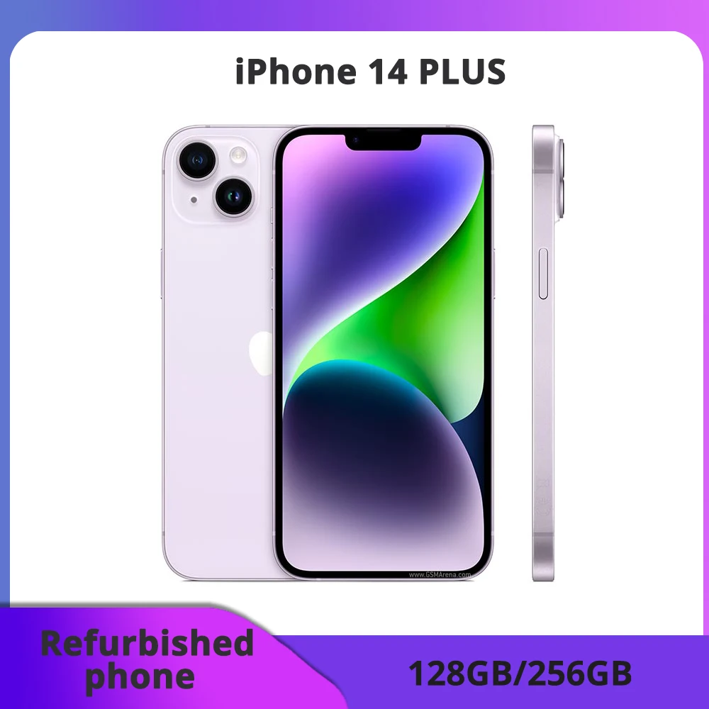 هاتف iPhone 14 Plus 5G 128/GB ROM 6GB RAM "حقيقية Super Retina Ole Face ID بحالة ممتازة