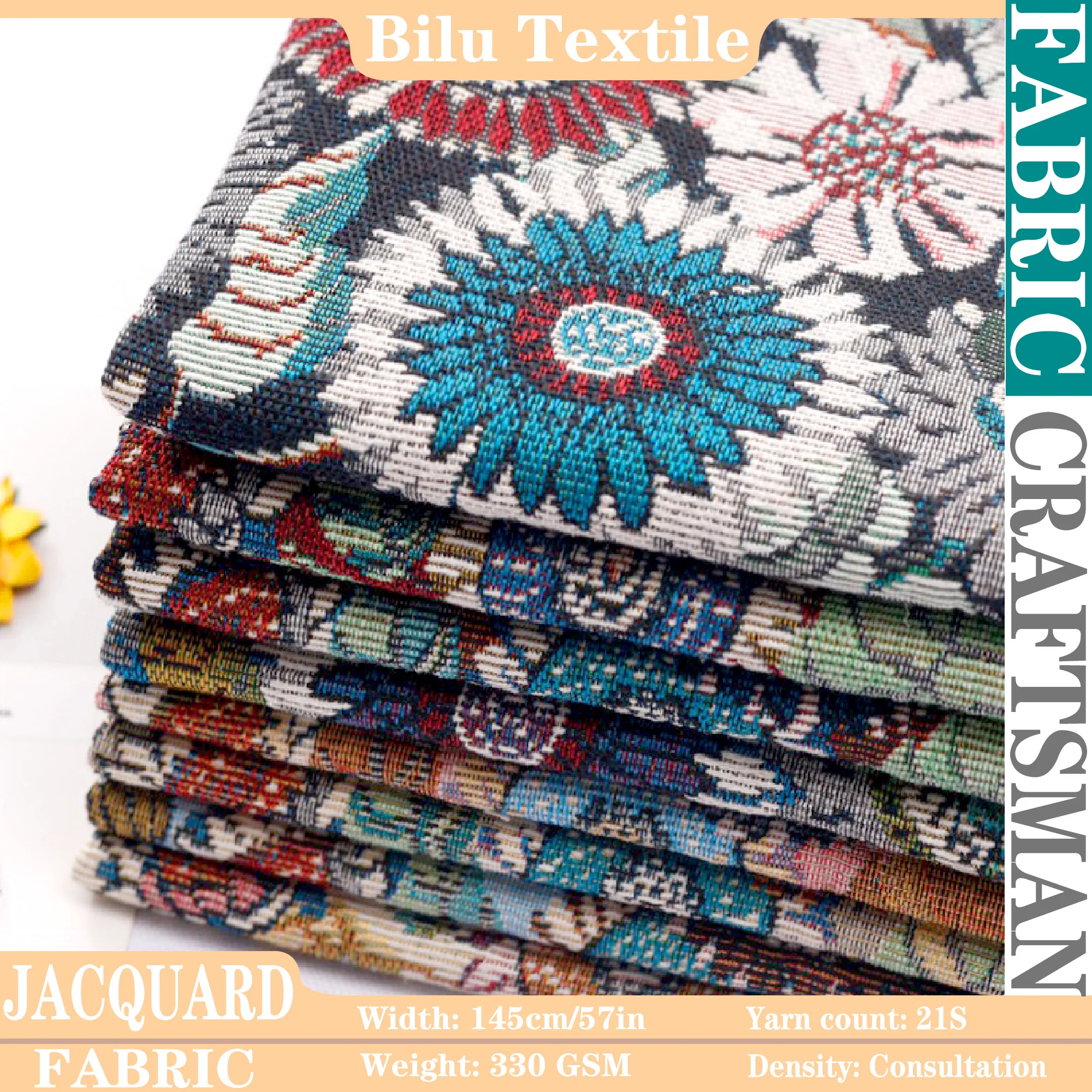 

Yarn-Dyed Jacquard Fabric - Poly-Cotton Blend for Clothing & Home Decor (per Meter)