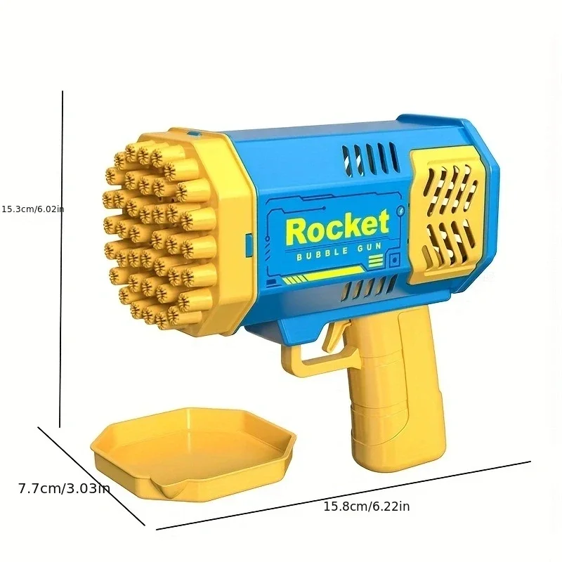 Máquina de foguetes elétricos para crianças, pistola de bolhas leve automática, brinquedos de batalha ao ar livre sem água com bolhas, 40 buracos