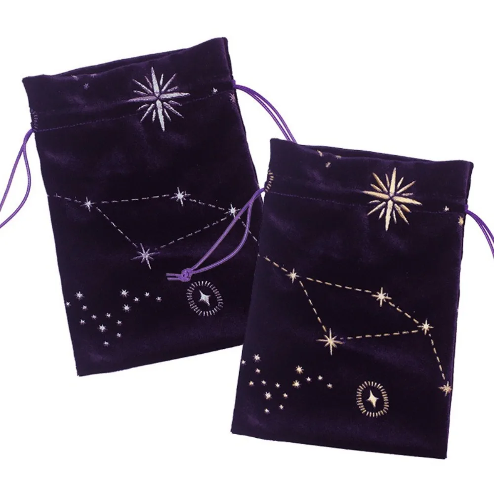 New Velvet Storage Bag Star Printed Rune Dice Tarot Pouch Gift Pouch for Home Storage Jewelry Bag