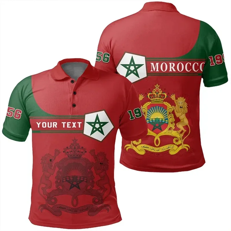 Morocco Reunion Pentagon Polo Shirt For Men Fashion Sports Jersey Gym Tops Y2k Tshirts Summer Boy POLO Shirts Lapel Button Tops