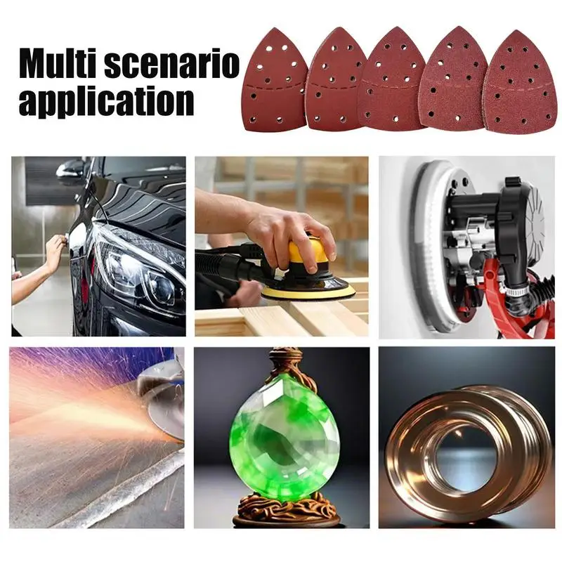 

Шлифовальная бумага для мебели Треугольный дизайн Наждачная бумага для мебели Конструкция с 11 отверстиями Наждачная бумага для деревообработки Полировка металла