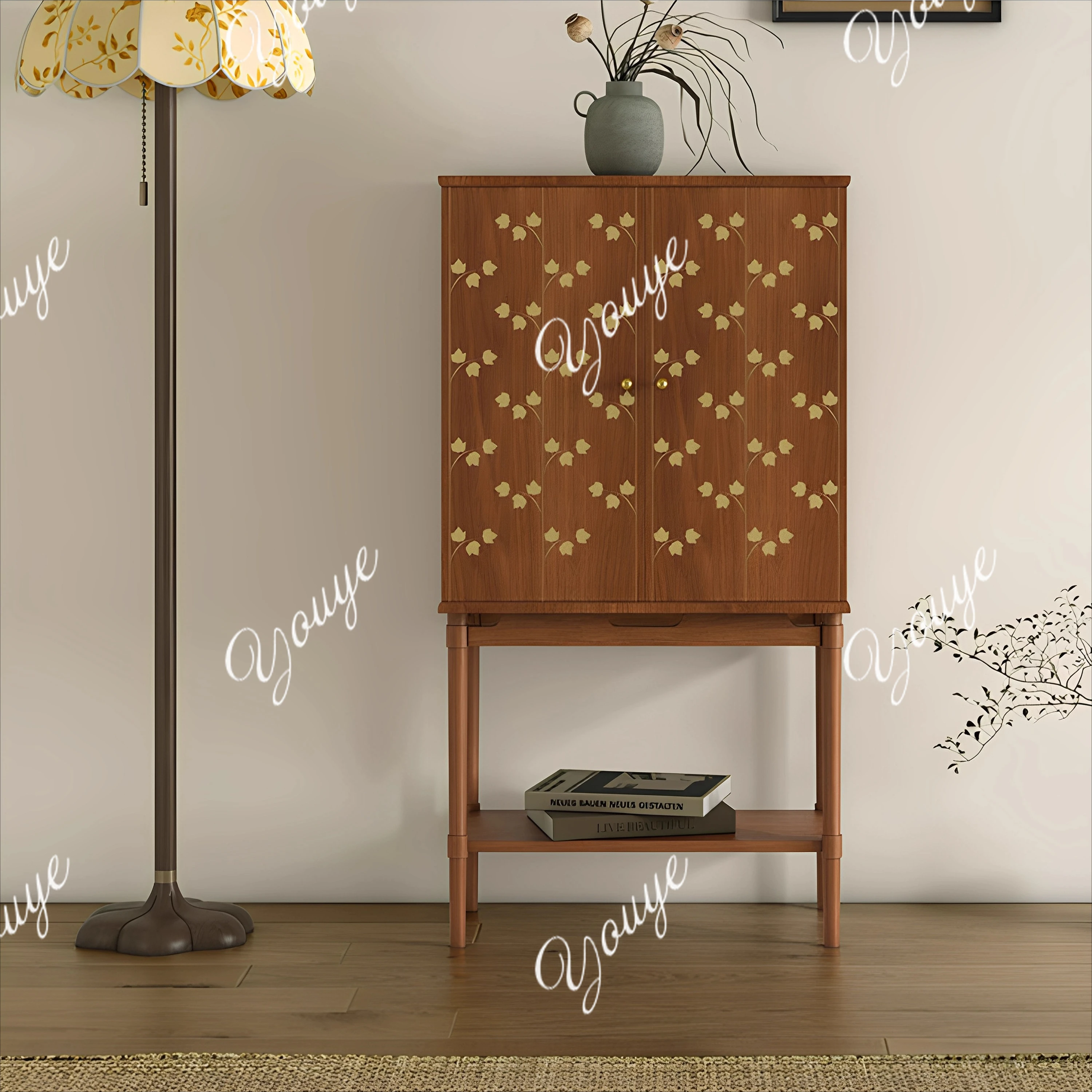 

Decorative cabinet, storage entrance, bedroom, living room, bucket edge high cabinet, antique and retro